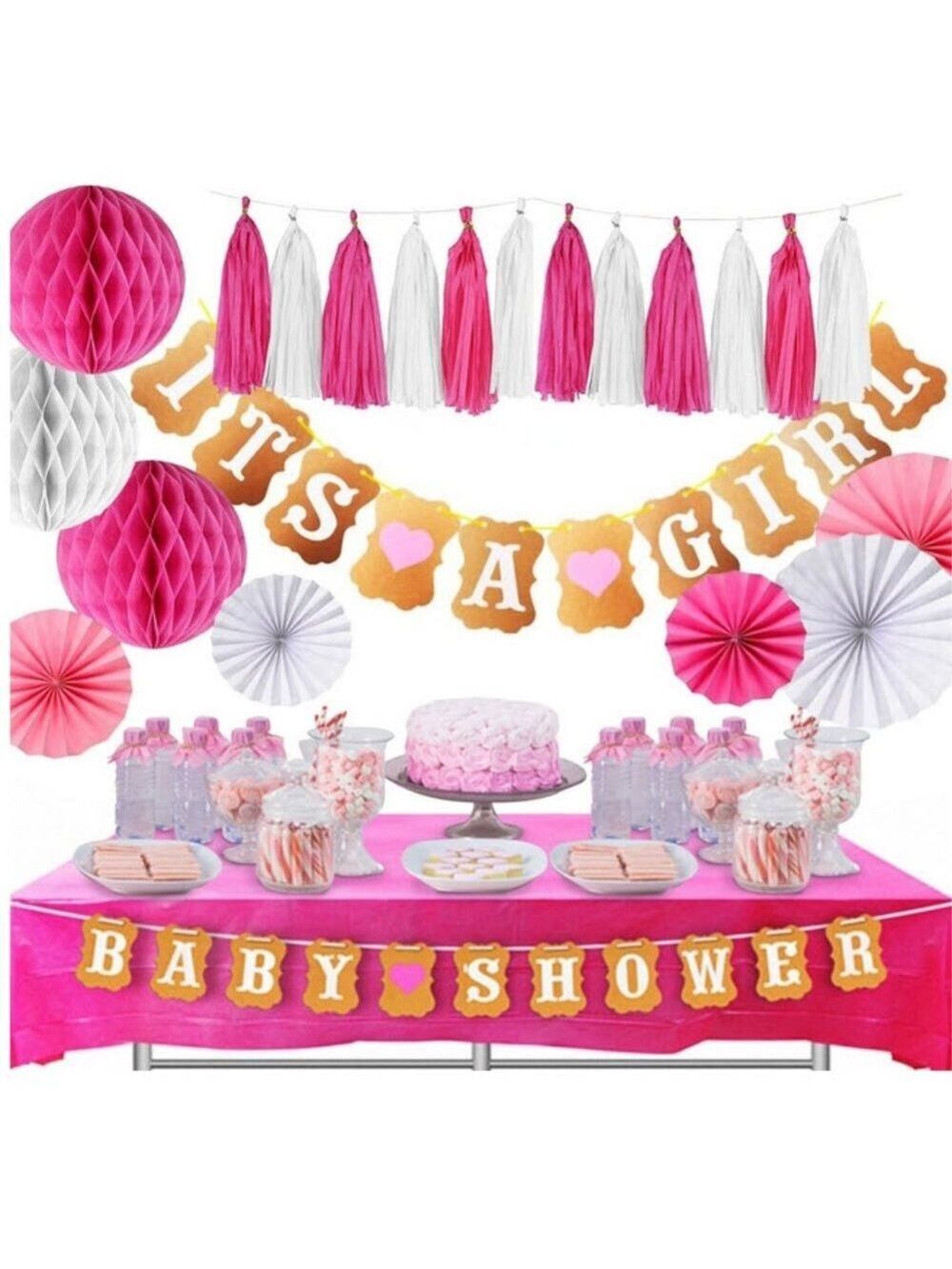 Awesome Pink Girl Baby shower decoration set